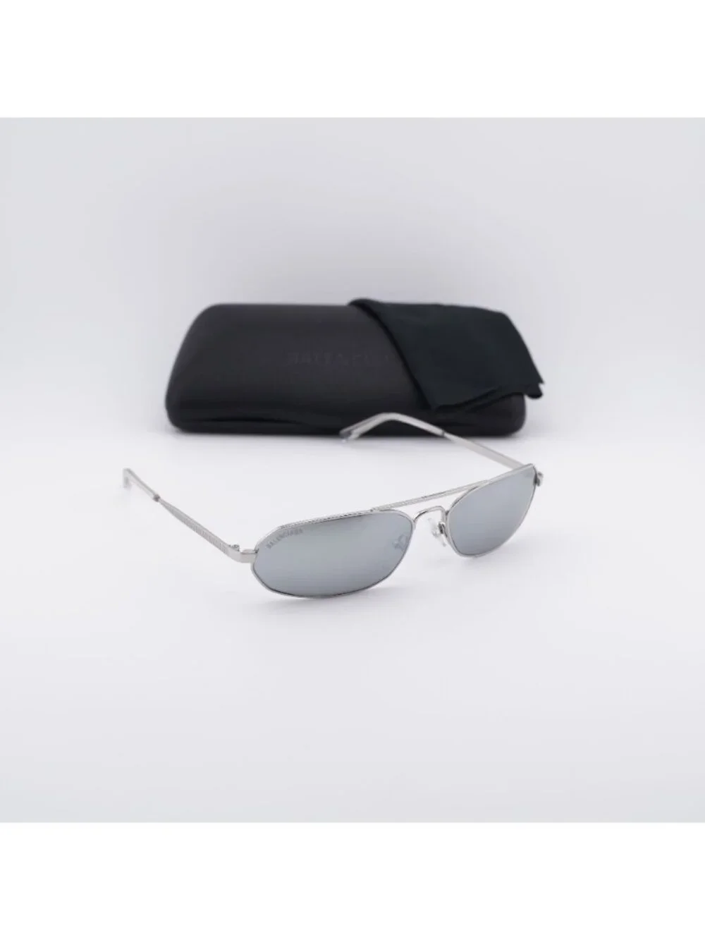 Balenciaga BB0010S 005 Unisex Sunglasses Silver Oval Frame, Silver Lenses